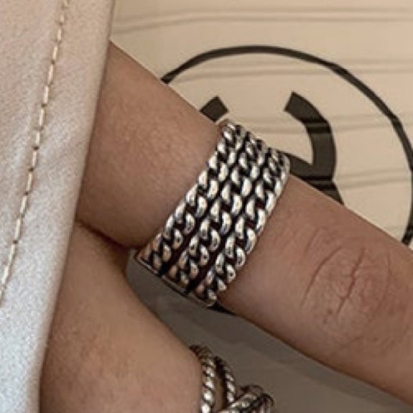 ⛓Insta  ring chain ring sterling silver ring - Picture 4 of 6